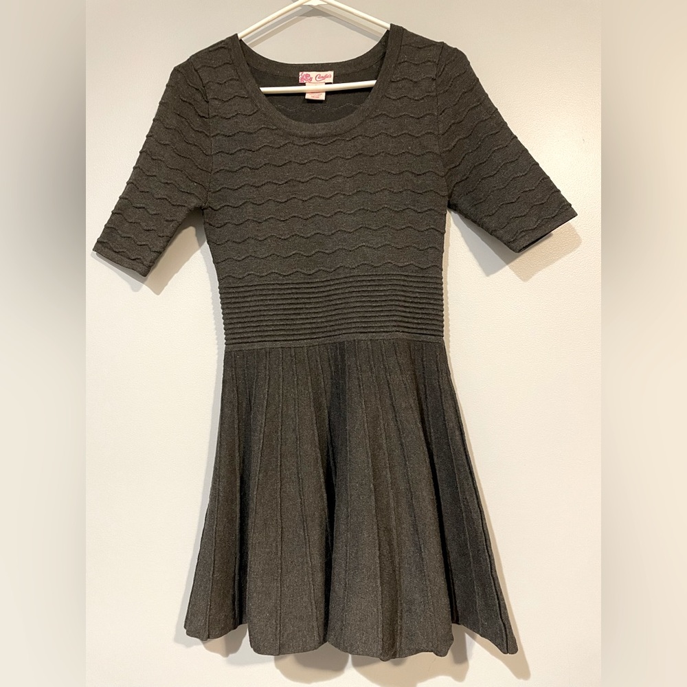 Vintage dark gray knit fit and flare Candy’s Juniors dress; size small